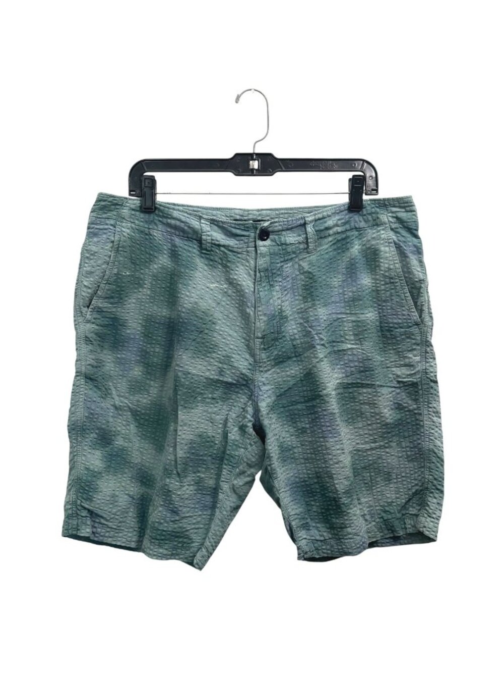 Lucky Brand Tie Dye Seersucker Shorts 34 Flat Front 100% Cotton Lightweight Blue